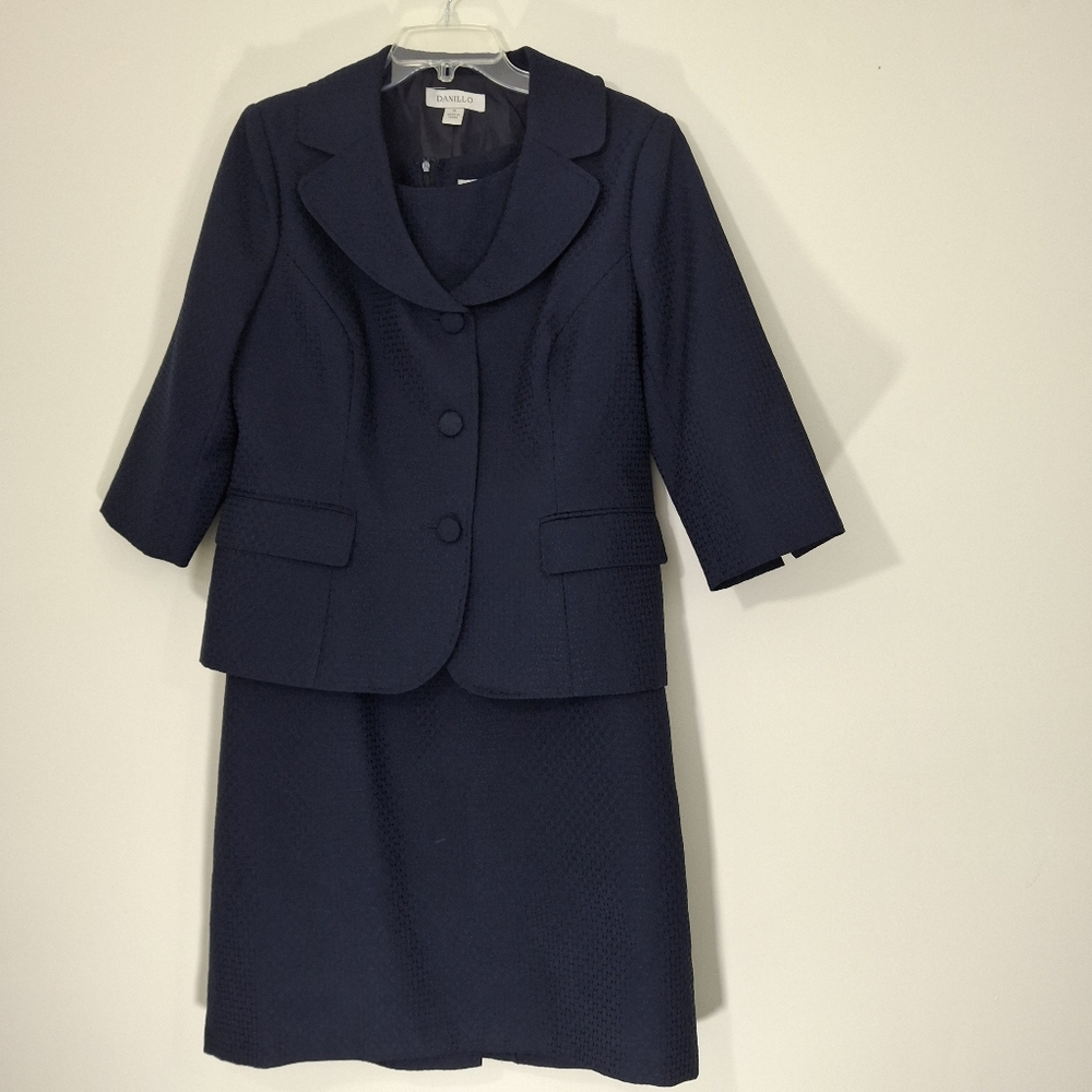 Danillo Navy Dress with Matching Jacket, Size 14